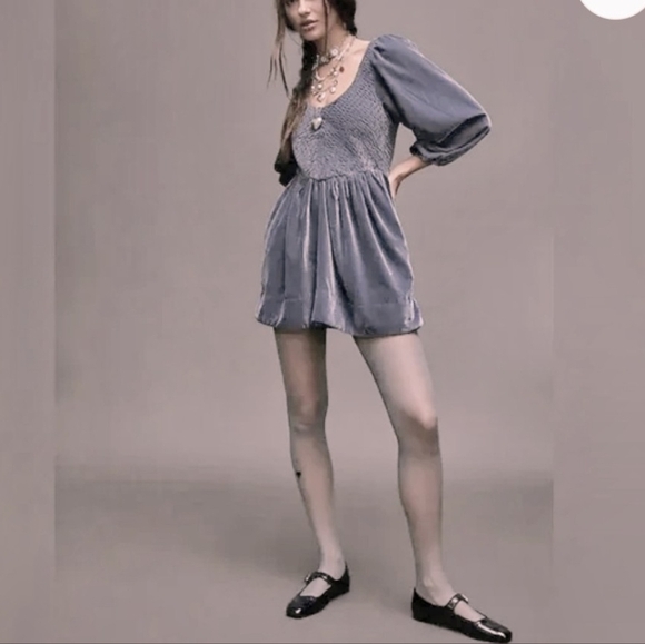 Free People NWOT Farrier Velvet Mini Dress LRG in Pale Lavender - Picture 4 of 12